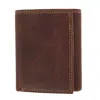 Ctm Men's Leather Contrast Stitch Trifold Wallet In Pink
