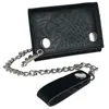 Ctm Men's Leather Eagle Imprint Trifold Chain Wallet In Black