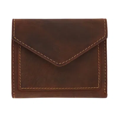 Ctm Men's Leather Envelope Style Trifold Wallet In Brown