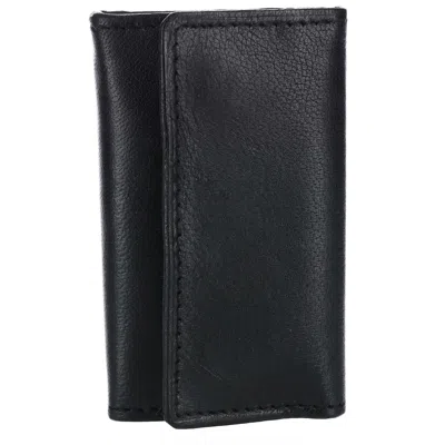 Ctm Men's Leather Key Case With Exterior Pocket In Black
