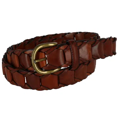 Ctm Men's Leather Link Belt In Brown