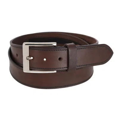 Ctm Men's Leather Money Belt With Interior Zipper In Brown