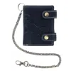 Ctm Men's Leather Motorcycle Rfid Bifold Chain Wallet In Black