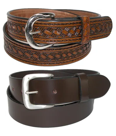 Ctm Men's Leather Removable Buckle Belts (pack Of 2) In Multi