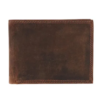 Ctm Men's Leather Rfid Bifold Wallet In Blue