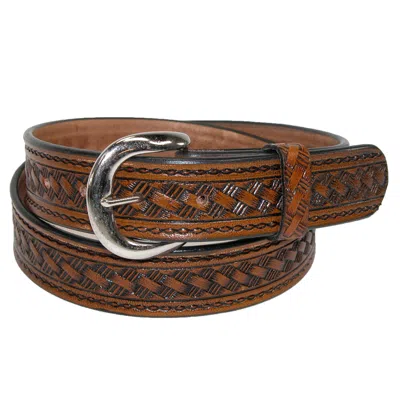 Ctm Men's Leather Western Belt With Removable Buckle In Brown