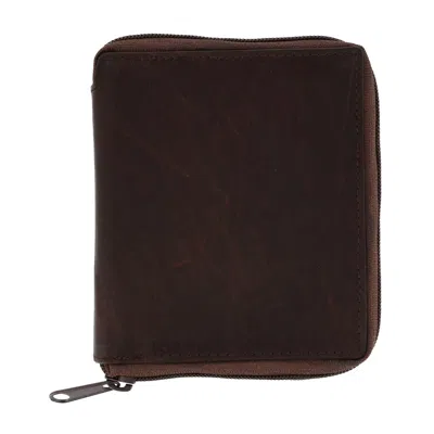 Ctm Men's Leather Zip-around European Wallet In Brown
