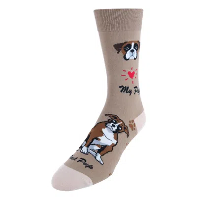 Ctm Men's My Pup Crew Novelty Socks In Sand