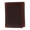 Ctm Men's Oil Tanned Leather Trifold Wallet With Id Flap