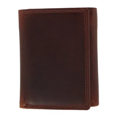 Ctm Men's Oil Tanned Leather Trifold Wallet With Id Flap