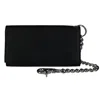 Ctm Men's Pebble Grain Leather Rfid Long Trifold Trucker Chain Wallet In Black