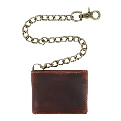 Ctm Men's Rfid Vintage Leather Bifold Chain Wallet In Multi