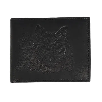 Ctm Men's Rfid Wolf Embossed Bifold Wallet In Black