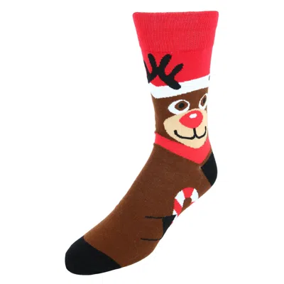 Ctm Men's Rudolph Christmas Novelty Socks In Brown