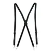 Ctm Men's Smooth Coated Leather Slim Width Suspenders With Metal Swivel Hook Ends In Black