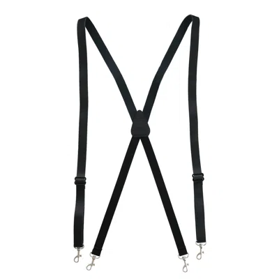 Ctm Men's Smooth Coated Leather Slim Width Suspenders With Metal Swivel Hook Ends In Black