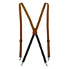 Ctm Men's Smooth Coated Leather Slim Width Suspenders With Metal Swivel Hook Ends In Multi
