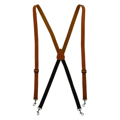 Ctm Men's Smooth Coated Leather Slim Width Suspenders With Metal Swivel Hook Ends In Multi