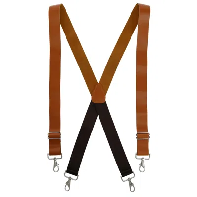 Ctm Men's Smooth Coated Leather Wide Width Suspenders With Metal Swivel Hook Ends In Multi