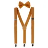 Ctm Men's Solid Fashion Color Bow Tie And Suspender Set In Brown