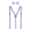 Ctm Men's Solid Fashion Color Bow Tie And Suspender Set In Grey