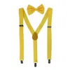 Ctm Men's Solid Fashion Color Bow Tie And Suspender Set In Yellow