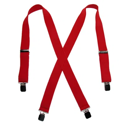 Ctm Men's Terry Casual Elastic Clip-end 1 1/2 Inch Suspenders In Red