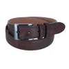Ctm Men's Textured Italian Leather Belt With Sqaure Buckle In Brown