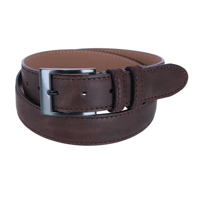 Ctm Men's Textured Italian Leather Belt With Sqaure Buckle In Brown
