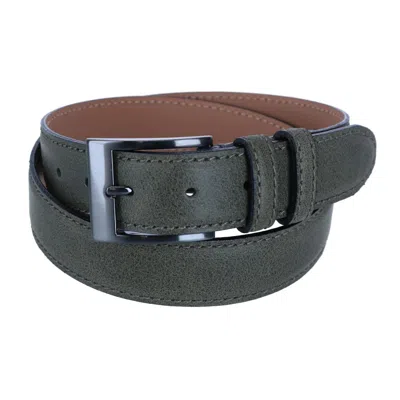 Ctm Men's Textured Italian Leather Belt With Sqaure Buckle In Green