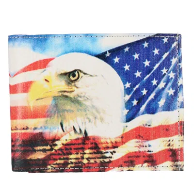 Ctm Men's Vegan Leather Eagle American Flag Print Bifold Wallet In Multi