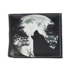 Ctm Men's Wolf Howling At The Moon Bifold Wallet In Black