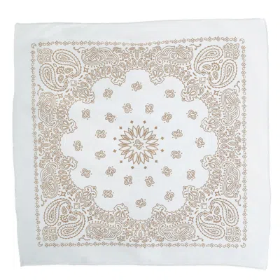 Ctm Metallic Gold Paisley Print Bandana In Beige