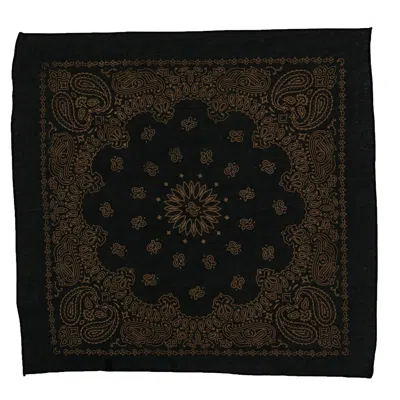 Ctm Metallic Gold Paisley Print Bandana In Black