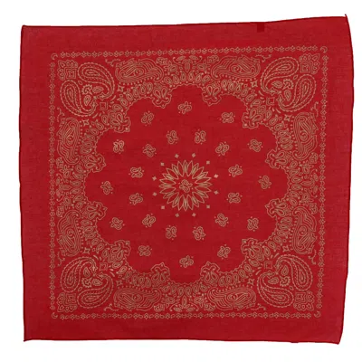 Ctm Metallic Gold Paisley Print Bandana In Red