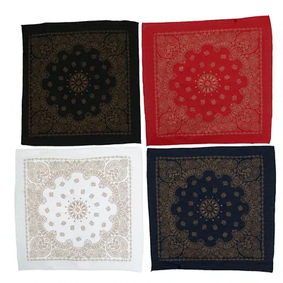 Ctm Metallic Paisley Print Bandanas (pack Of 4) In Multi