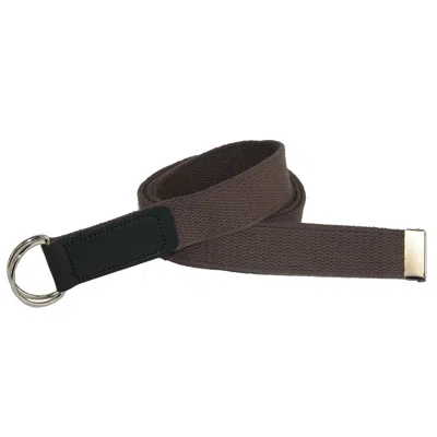 Ctm Plus Size Cotton Web Belt With Double D Ring Buckle In Brown