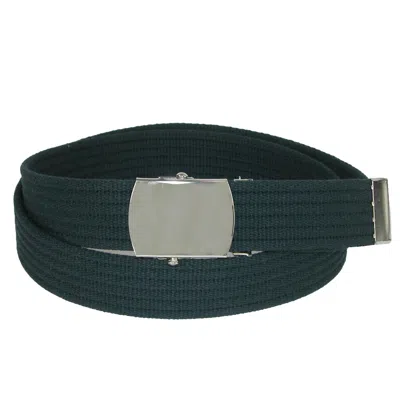 Ctm Ribbed Fabric Belt With Nickel Buckle In Black