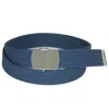 Ctm Ribbed Fabric Belt With Nickel Buckle In Blue