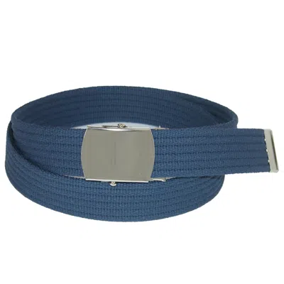 Ctm Ribbed Fabric Belt With Nickel Buckle In Blue