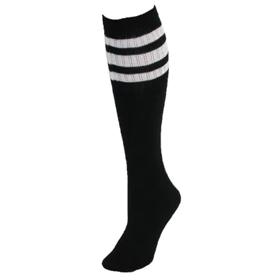 Ctm Striped Top Ribbed Tube Socks (4 Pair Pack) In Black