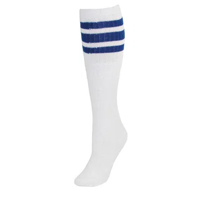 Ctm Striped Top Ribbed Tube Socks (4 Pair Pack) In Blue