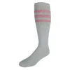 Ctm Striped Top Ribbed Tube Socks (4 Pair Pack) In Pink
