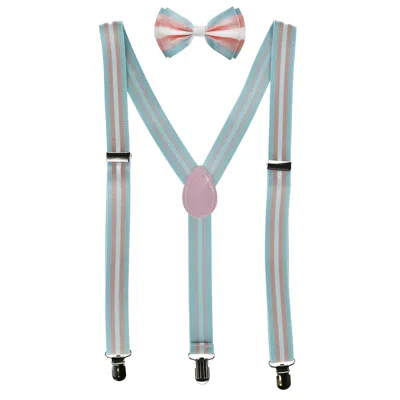 Ctm Striped Trans Pride Bow Tie And Suspender Set In Blue