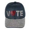 Ctm Unisex Bedazzled Vote Faux Leather Baseball Cap In Blue