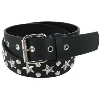 Ctm Unisex Studded Star Roller Buckle Belt In Black