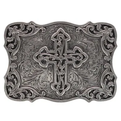 Ctm Vintage Silver Cross Filigree Belt Buckle
