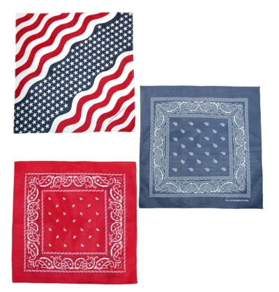 Ctm Wavy American Flag And Paisley Bandana Kit (pack Of 3) In Multi