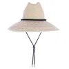 Ctm Wide Brim Crushable Straw Lifeguard Hat With Chin Strap In Multi