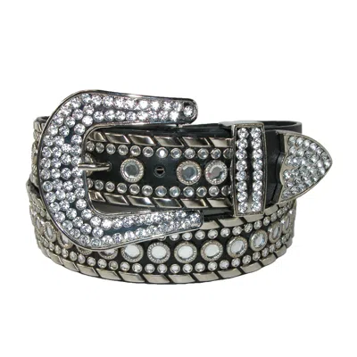 Ctm Women's 1 1/2 Inch Western Rhinestone Belt (plus Size Available) In Black